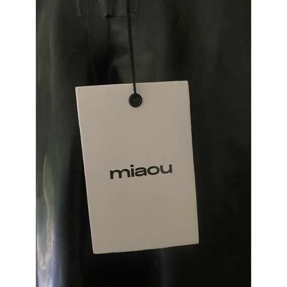 MIAOU Toni Black Latex Flares Buckle Cargo Pants Revolve Sz XXS NWT $450 - Picture 6 of 12